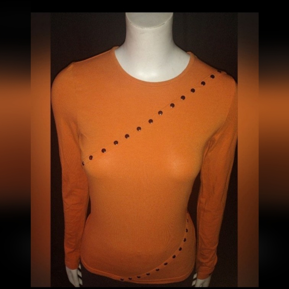 "Dex" {Fresh} Orange Shirt w/Metal Studs/Grommets